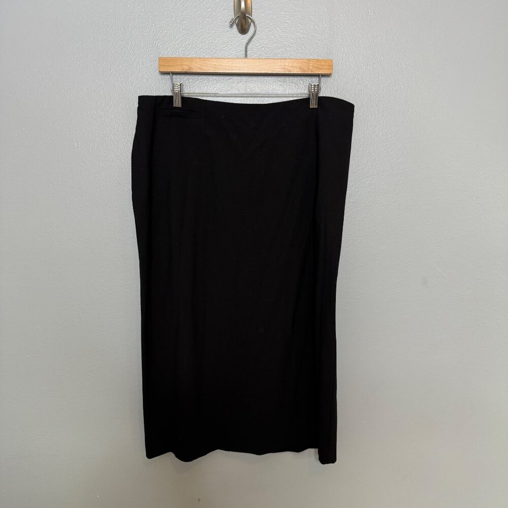 EILEEN FISHER wool/spandex blend black straight skirt size L